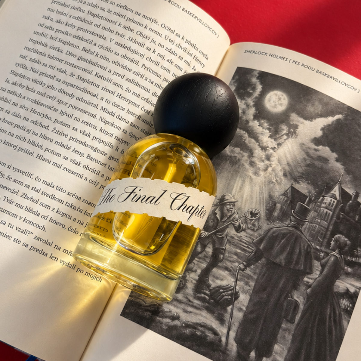 Parfum The Final Chapter — fľaška položená na otvorenej knihe